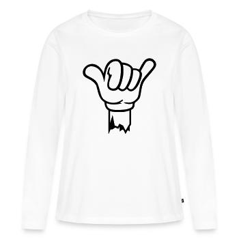 geste hand shaka - Frauen Premium Bio Langarmshirt - Weiß - Vorne - Julia (174cm)