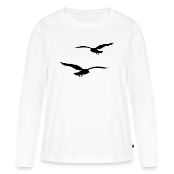 fliegende moewen vogel urlaub - Frauen Premium Bio Langarmshirt - Weiß - Vorne - Julia (174cm)