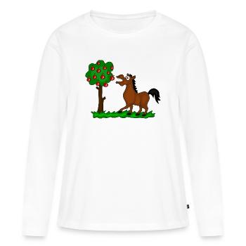 pferd baum - Frauen Premium Bio Langarmshirt - Weiß - Vorne - Julia (174cm)
