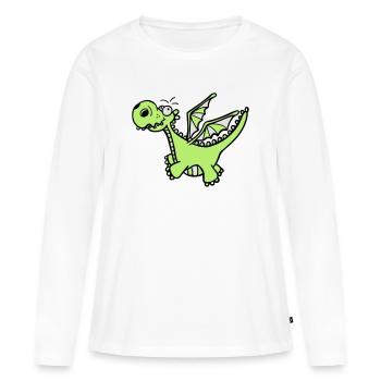 Mächtiger Drache - Frauen Premium Bio Langarmshirt - Weiß - Vorne - Julia (174cm)