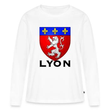 Lyon France - T-shirt manches longues Premium bio Femme - blanc - Devant - Julia (174cm)