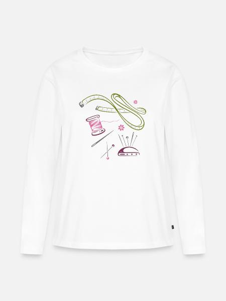 Handarbeit Nähen Mode Modedesigner - Frauen Premium Bio Langarmshirt - Weiß