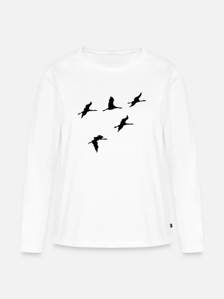 kraniche vogel reise - Frauen Premium Bio Langarmshirt - Weiß