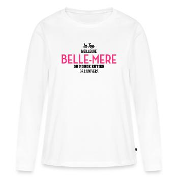 Belle-Mère / Belle Mere / Gendre / Fille / fils - T-shirt manches longues Premium bio Femme - blanc - Devant - Julia (174cm)