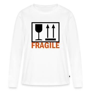 FRAGILE - T-shirt manches longues Premium bio Femme - blanc - Devant - Julia (174cm)