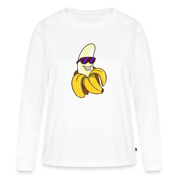 Coole Banane Obst Frucht Süß Comic Lustig Witzig - Frauen Premium Bio Langarmshirt - Weiß - Vorne - Julia (174cm)