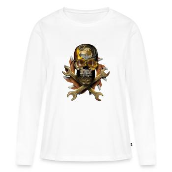 Skull - T-shirt manches longues Premium bio Femme - blanc - Devant - Julia (174cm)