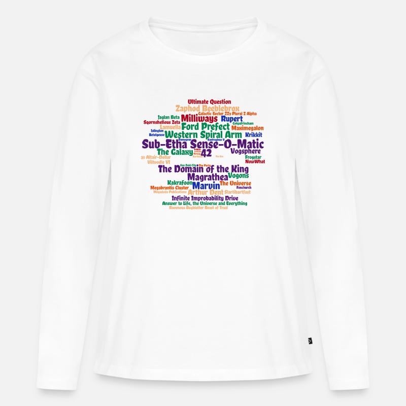 Sci Fi Wortwolke mit 42 - Frauen Premium Bio Langarmshirt - Weiß