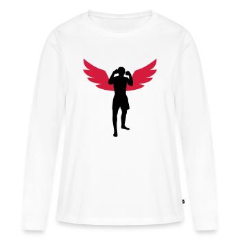 Kickboxing / Kick-Boxeur / Kick Boxing - T-shirt manches longues Premium bio Femme - blanc - Devant - Julia (174cm)