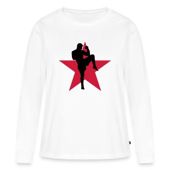 Kickboxing / Kick-Boxeur / Kick Boxing / - T-shirt manches longues Premium bio Femme - blanc - Devant - Julia (174cm)