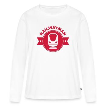 Eisenbahner / Eisenbahnen / Eisenbahn / Bahn - Frauen Premium Bio Langarmshirt - Weiß - Vorne - Julia (174cm)
