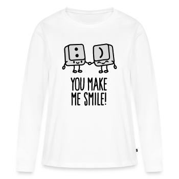 You make me smile - T-shirt manches longues Premium bio Femme - blanc - Devant - Julia (174cm)