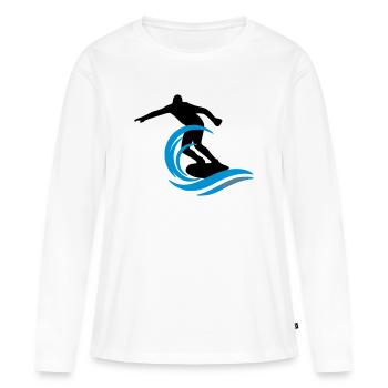 Surfeur - T-shirt manches longues Premium bio Femme - blanc - Devant - Julia (174cm)