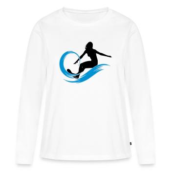 surfeuse - T-shirt manches longues Premium bio Femme - blanc - Devant - Julia (174cm)