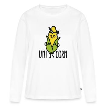 Wannabe uni-corn ( Unicorn ) - Women's Premium Organic Long Sleeve Shirt - white - Front - Julia (174cm)