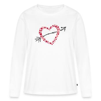 Großes Herz mit Pfeil aus vielen Herzen - Frauen Premium Bio Langarmshirt - Weiß - Vorne - Julia (174cm)