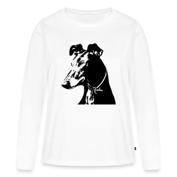 Galgo Kopf - Frauen Premium Bio Langarmshirt - Weiß - Vorne - Julia (174cm)
