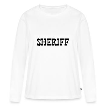 SHERIFF - T-shirt manches longues Premium bio Femme - blanc - Devant - Julia (174cm)