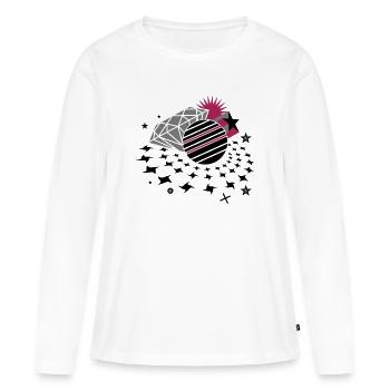 Lumières disco avec étoile 3D, boule disco et diamant - T-shirt manches longues Premium bio Femme - blanc - Devant - Julia (174cm)