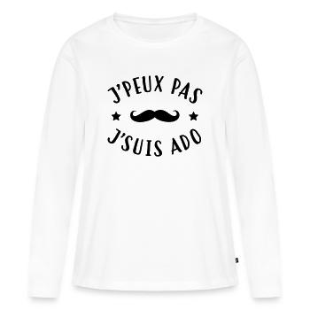 adolescent / enfant / ado / adolescente - T-shirt manches longues Premium bio Femme - blanc - Devant - Julia (174cm)