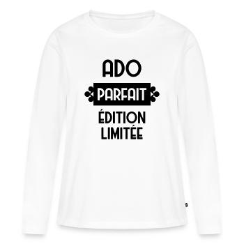 adolescent / enfant / ado / adolescente - T-shirt manches longues Premium bio Femme - blanc - Devant - Julia (174cm)