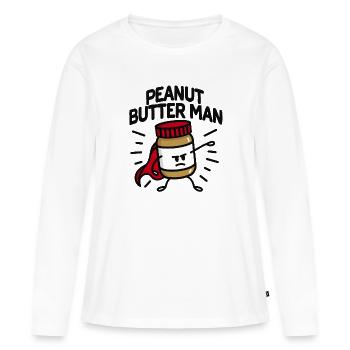 Peanut butter man (place on light background) - T-shirt manches longues Premium bio Femme - blanc - Devant - Julia (174cm)