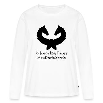 Lüneburger Heide Pferde - Frauen Premium Bio Langarmshirt - Weiß - Vorne - Julia (174cm)