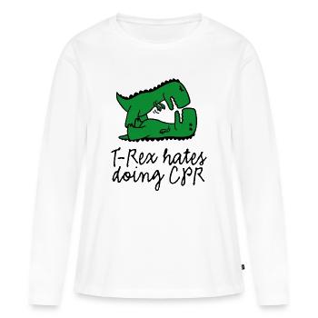 T-Rex hates doing CPR first aid instructor - Women's Premium Organic Long Sleeve Shirt - white - Front - Julia (174cm)