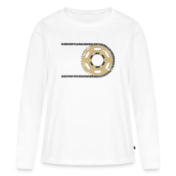 Fissures composites de chaîne de pignon - T-shirt manches longues Premium bio Femme - blanc - Devant - Julia (174cm)