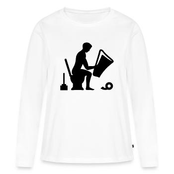 Toilettes - toilettes - T-shirt manches longues Premium bio Femme - blanc - Devant - Julia (174cm)