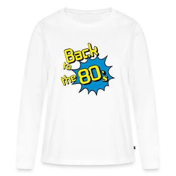 Fête des années 80 Retour aux années 80, culte des années 80 ... (25) - T-shirt manches longues Premium bio Femme - blanc - Devant - Julia (174cm)