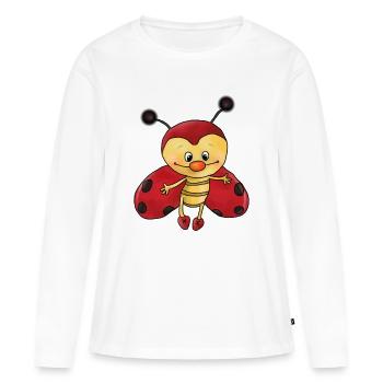 putziger Marienkaefer - Frauen Premium Bio Langarmshirt - Weiß - Vorne - Julia (174cm)