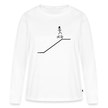 Skateboard Kickflip Jeunes Cap Cool - T-shirt manches longues Premium bio Femme - blanc - Devant - Julia (174cm)