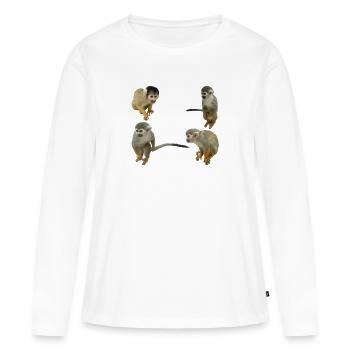 Singes - T-shirt manches longues Premium bio Femme - blanc - Devant - Julia (174cm)