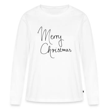 joyeux Noël - T-shirt manches longues Premium bio Femme - blanc - Devant - Julia (174cm)