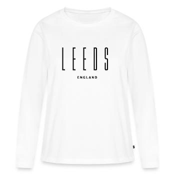 Leeds UK - T-shirt manches longues Premium bio Femme - blanc - Devant - Julia (174cm)