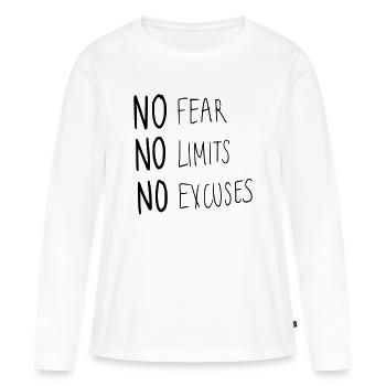No Fear No Limit No Excuses - Frauen Premium Bio Langarmshirt - Weiß - Vorne - Julia (174cm)