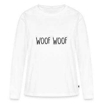 WOOF WOOF Chien wau wau - T-shirt manches longues Premium bio Femme - blanc - Devant - Julia (174cm)