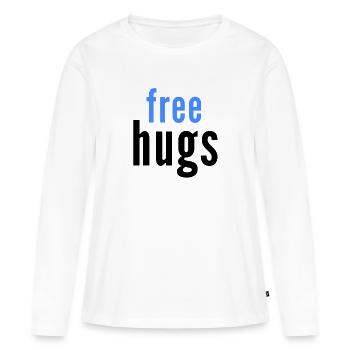 Étreintes en toute liberté - T-shirt manches longues Premium bio Femme - blanc - Devant - Julia (174cm)