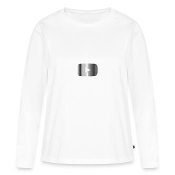 Bouton de jeu argenté - T-shirt manches longues Premium bio Femme - blanc - Devant - Julia (174cm)