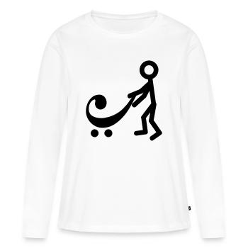 Joueur de basse avec un nouveau bébé - T-shirt manches longues Premium bio Femme - blanc - Devant - Julia (174cm)