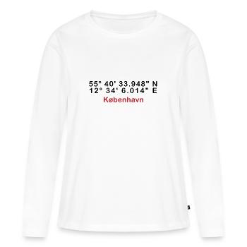 København Rot Typografie - Frauen Premium Bio Langarmshirt - Weiß - Vorne - Julia (174cm)
