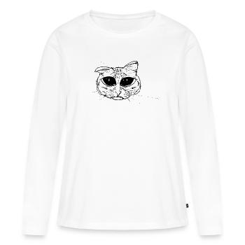 Chat chaton triste mignon yeux écarquillés - T-shirt manches longues Premium bio Femme - blanc - Devant - Julia (174cm)