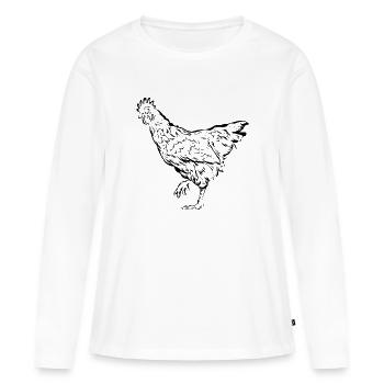 Poules poules - T-shirt manches longues Premium bio Femme - blanc - Devant - Julia (174cm)