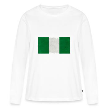 Nigerias Flagge Textur - Frauen Premium Bio Langarmshirt - Weiß - Vorne - Julia (174cm)