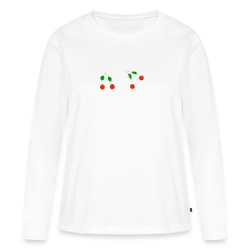 kirschen - Frauen Premium Bio Langarmshirt - Weiß - Vorne - Julia (174cm)