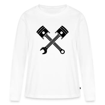 Engine piston key crossed - Women's Premium Organic Long Sleeve Shirt - white - Front - Julia (174cm)