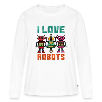 Roboter Robot - Frauen Premium Bio Langarmshirt - Weiß - Vorne - Julia (174cm)