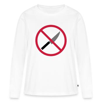 Verboten Schild Messer - Frauen Premium Bio Langarmshirt - Weiß - Vorne - Julia (174cm)