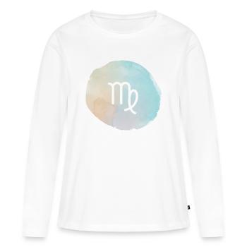 Glyphe de la Vierge en aquarelle pastel - T-shirt manches longues Premium bio Femme - blanc - Devant - Julia (174cm)